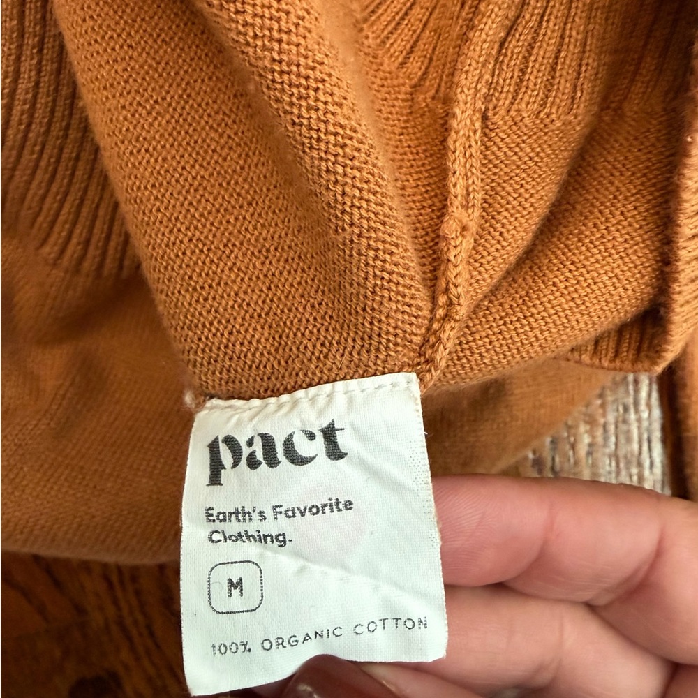 Pact 100% Organic Cotton Crew Neck Sweater – Rust Brown Size Medium - Picture 4 of 8